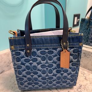 SOLD Coach Signature Denim Field Tote 22